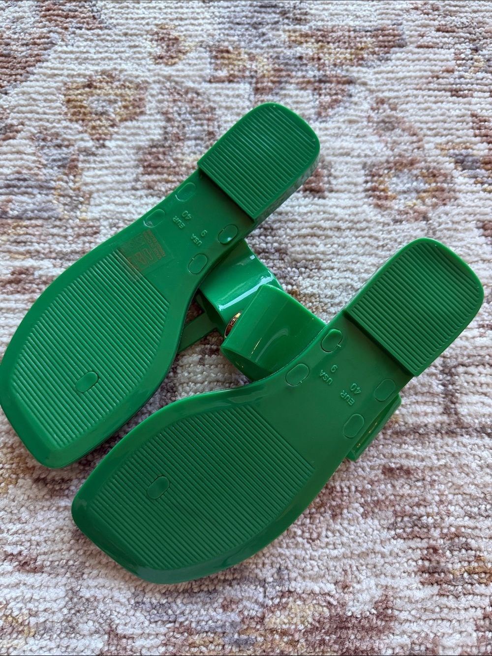 Jeffery Campbell Green Women's Slide Sandals with Gold Bit Detail Sz 9 - Picture 2 of 2